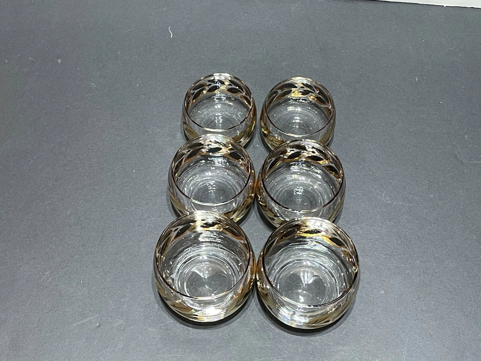 Six (6) Federal Roly Poly Gold and Black Leaves Glasses - Three Different Sizes | eBay