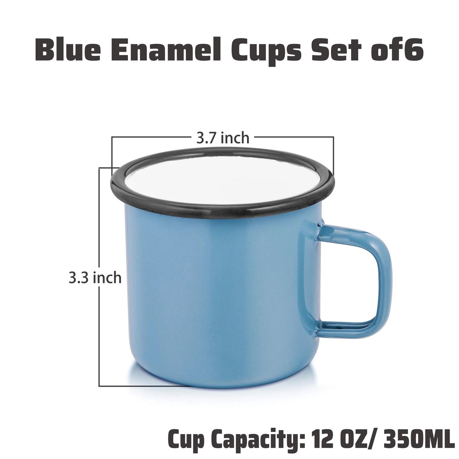 Blue Enamel Coffee Mugs Set of 6 12oz Small Camping Enamel Tea Cups for Indoo... | eBay