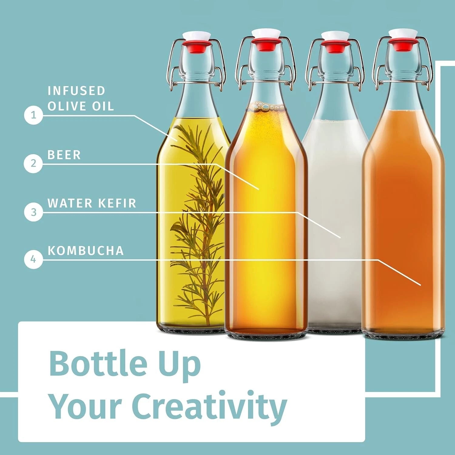 Elegant 16oz Clear Glass Bottles with Caps & Labels - Perfect for Home Brewing | eBay