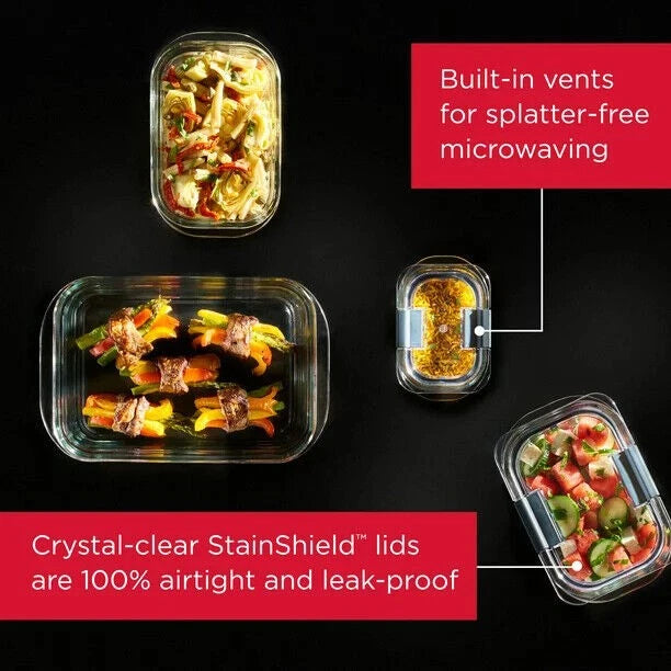 Rubbermaid Brilliance Glass Food Storage Containers, Leak Proof, 3 Pack, 4.7-Cup | eBay