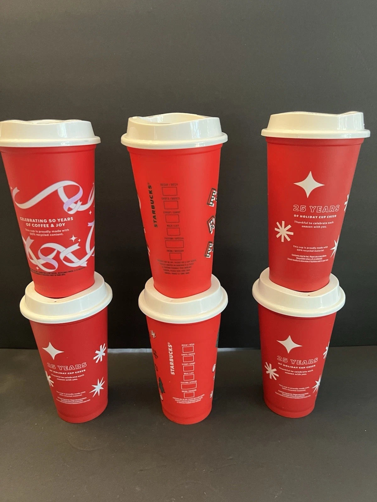 Lot of 6 Starbucks Hot/Cold Travel Cups Lids Plastic Reusable Holiday Christmas | eBay
