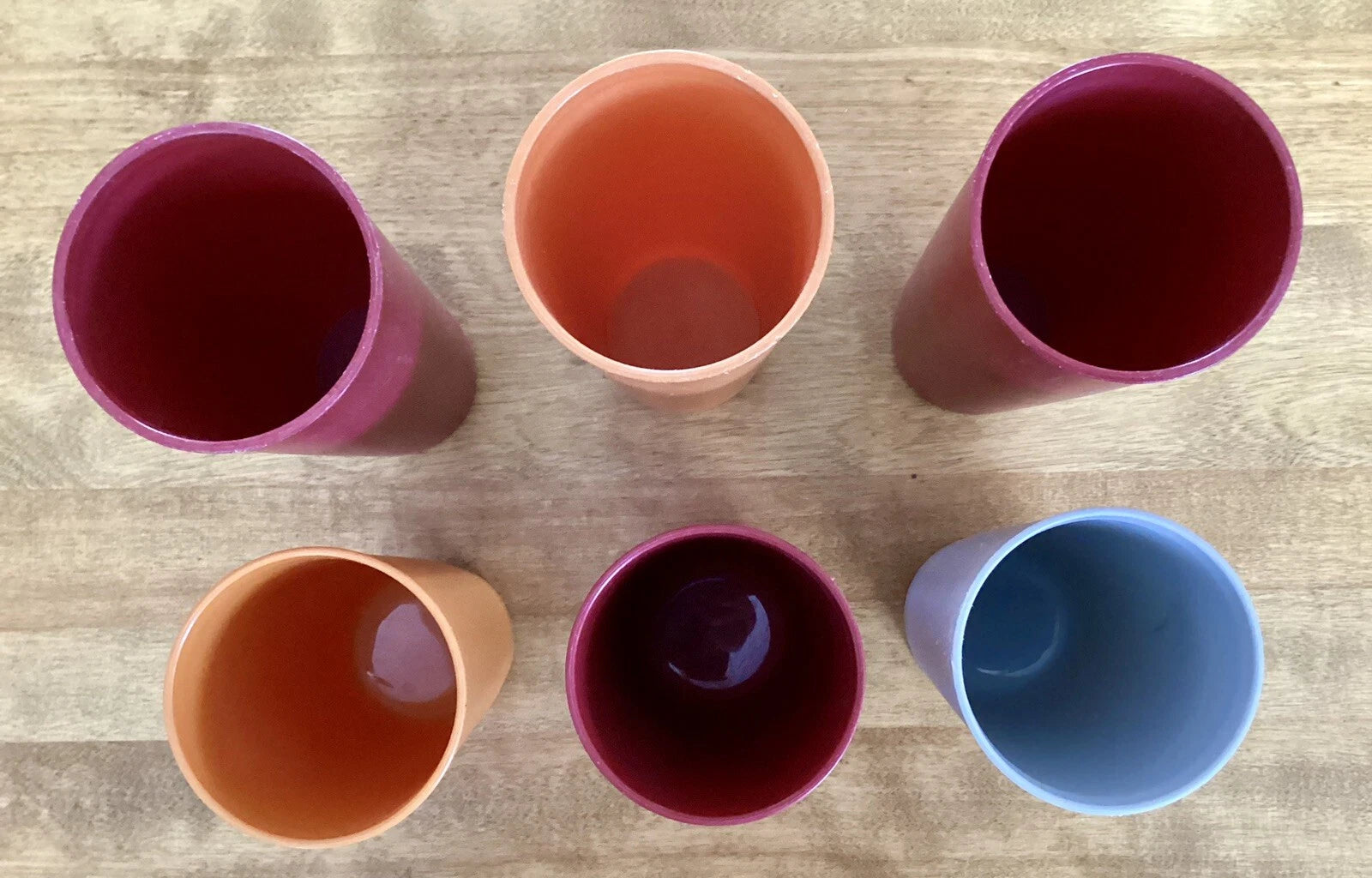 Lot of 6 VTG TUPPERWARE Tumblers, 2 Sizes, Dark Red, Orange, Gray, USA | eBay