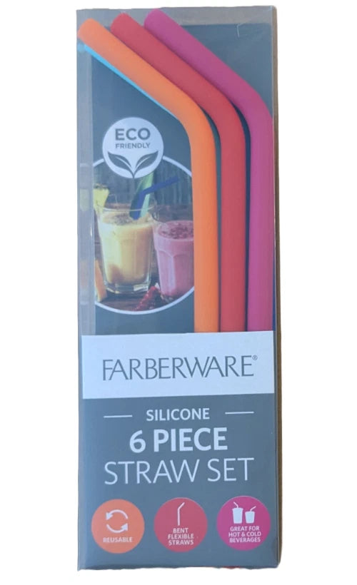 Farberware 6 Piece Reusable Silicone Bent Flexible Straw Set 2 Boxes | eBay