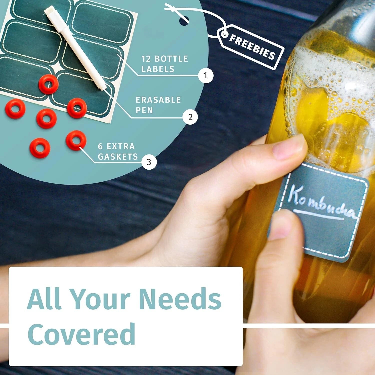 Elegant 16oz Clear Glass Bottles with Caps & Labels - Perfect for Home Brewing | eBay