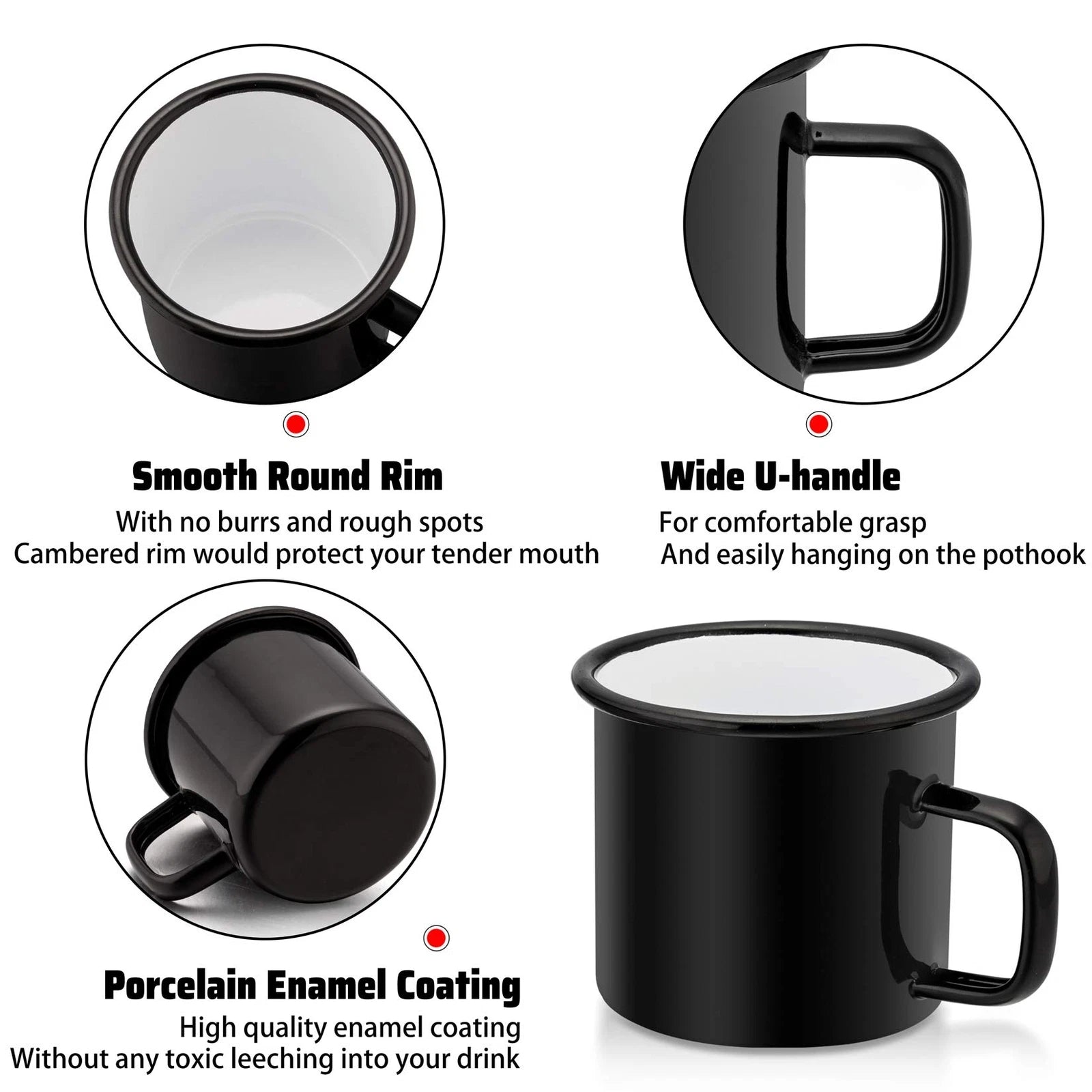 Black Enamel Camping Coffee Mugs Set of 6 12oz Small Camp Enamel Tea Cups for... | eBay