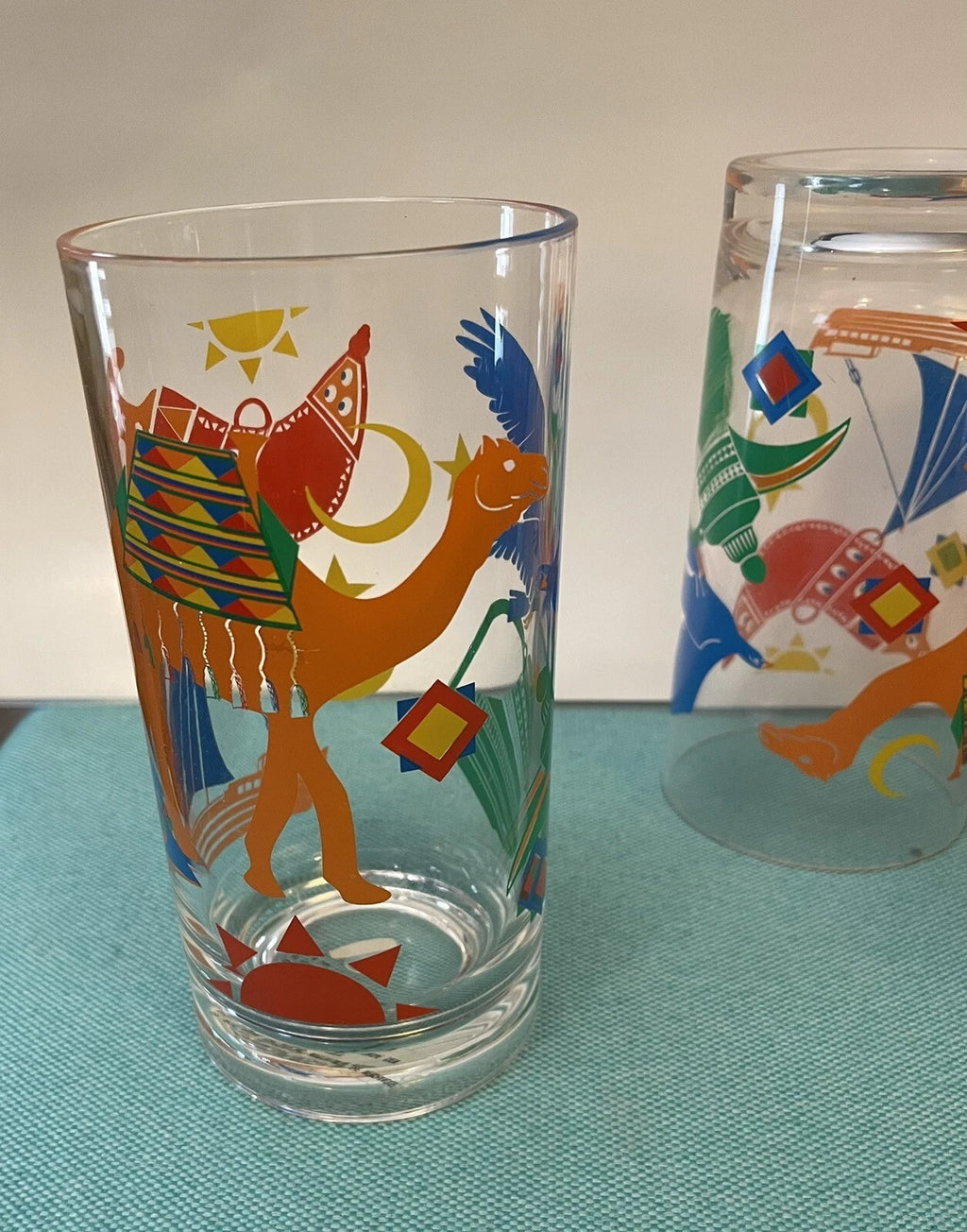 Four Arab Motifs Shatterproof Glasses Acrylic Camel, Hawk, Moon, Arabia | eBay