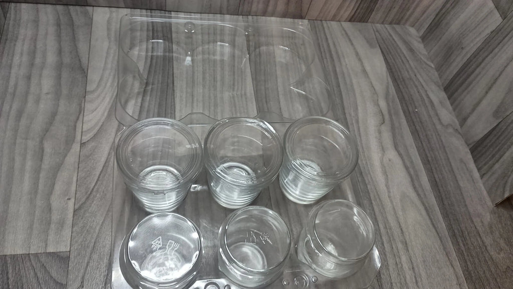 3 Mini Glass Jars And 3 Mini Glass Cups All With Plastic Lids Same Day Shipping! | eBay