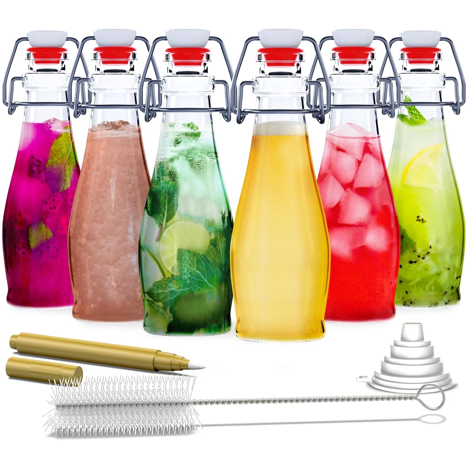 8.5 Oz Swing Top Glass Bottles |Set of 6 Flip Top Glass Bottle with Stopper |... | eBay