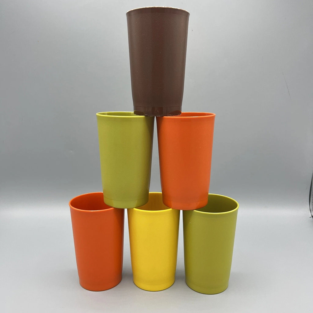 Lot of 6 Tupperware #1320 Plastic 8oz Juice Tumblers Cups Fall Harvest Colors | eBay