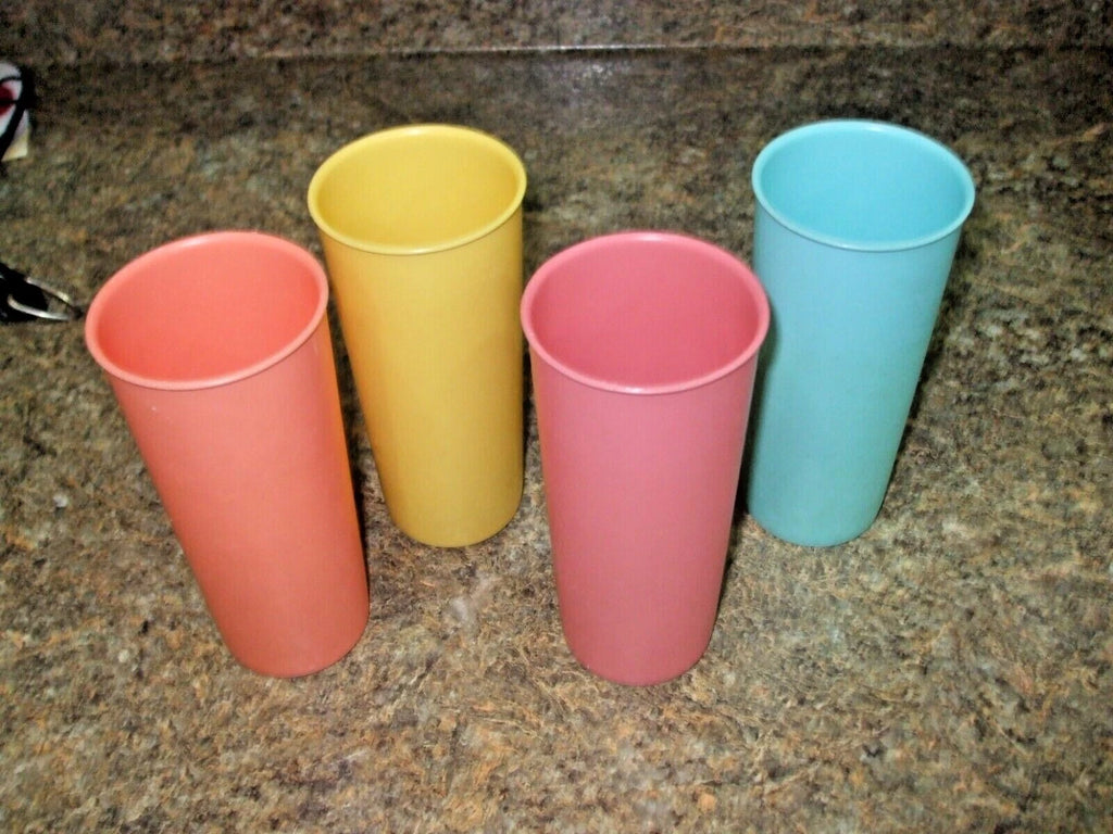 VTG TUPPERWARE LOT ~4 STRAIGHT SIDED TUMBLERS ~12 oz ~#115 ~SEAFOOD PASTEL ~VGC | eBay
