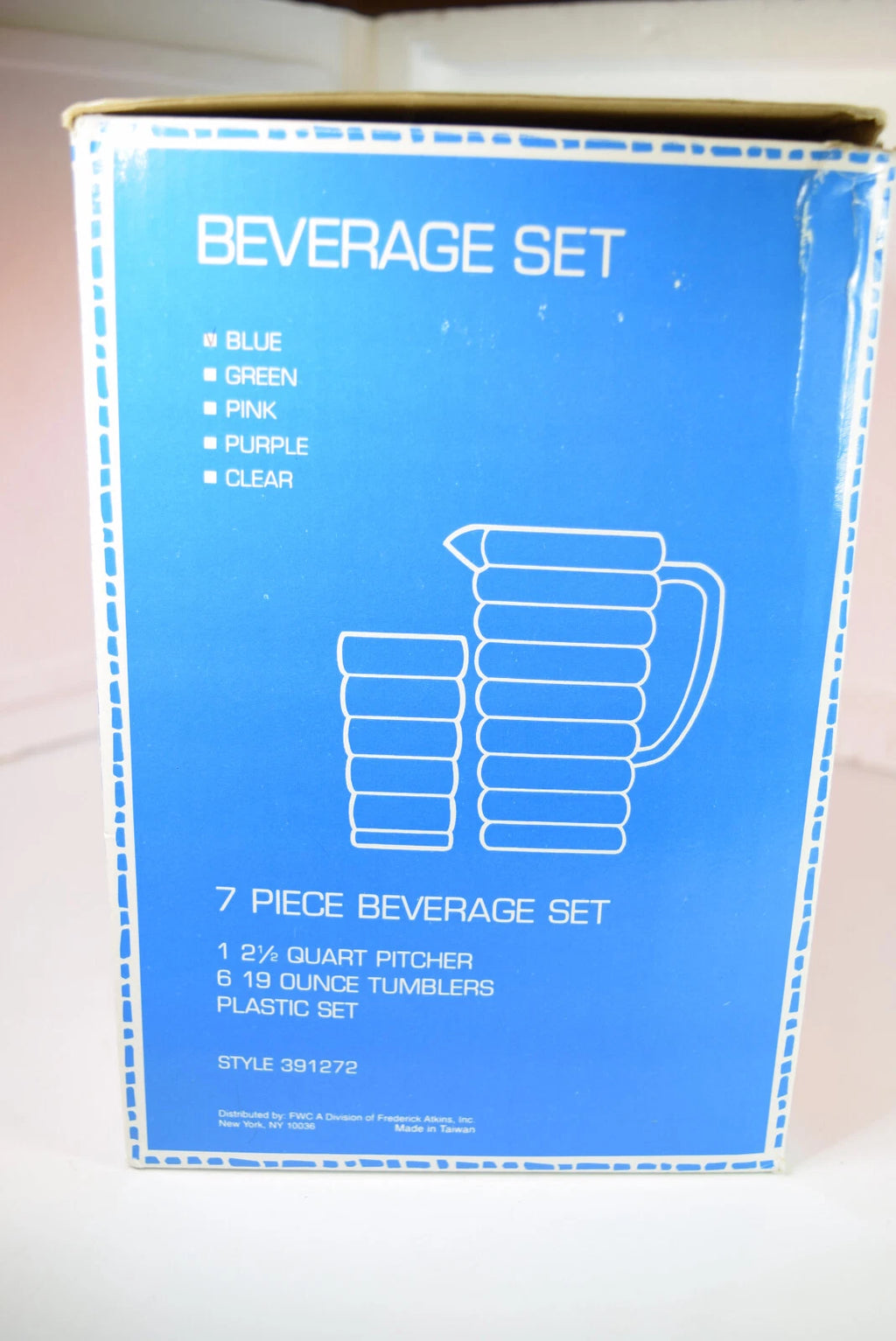 Vintage Beverage Set Summer Oasis Blue 7 Piece Pitcher and 6 tumblers | eBay