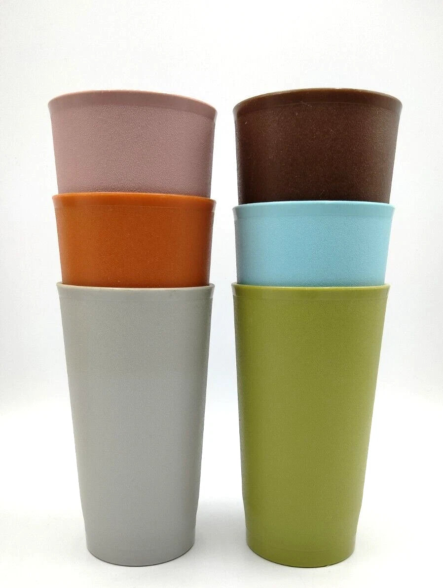 Vintage 6 Piece Tupperware 12 oz Nesting Tumbler Cup Set Multi Colors | eBay