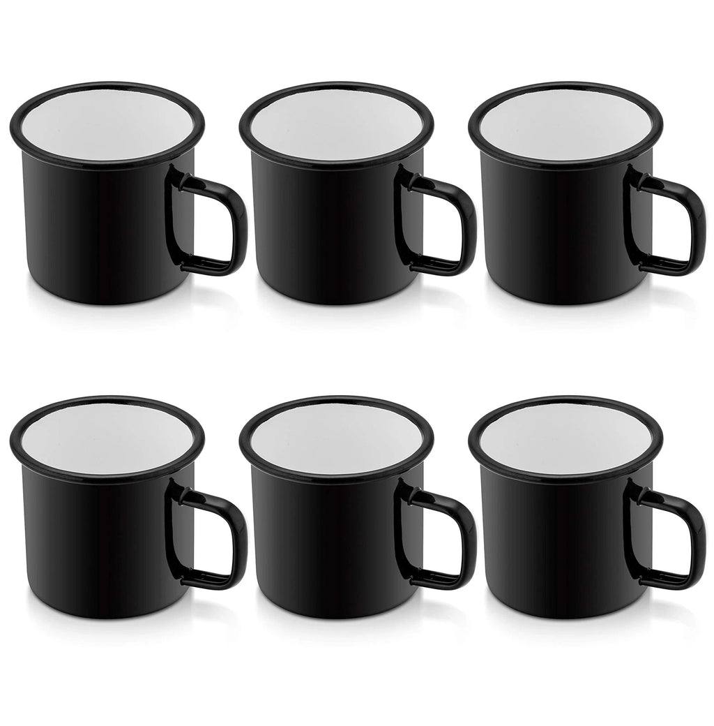 Black Enamel Camping Coffee Mugs Set of 6 12oz Small Camp Enamel Tea Cups for... | eBay