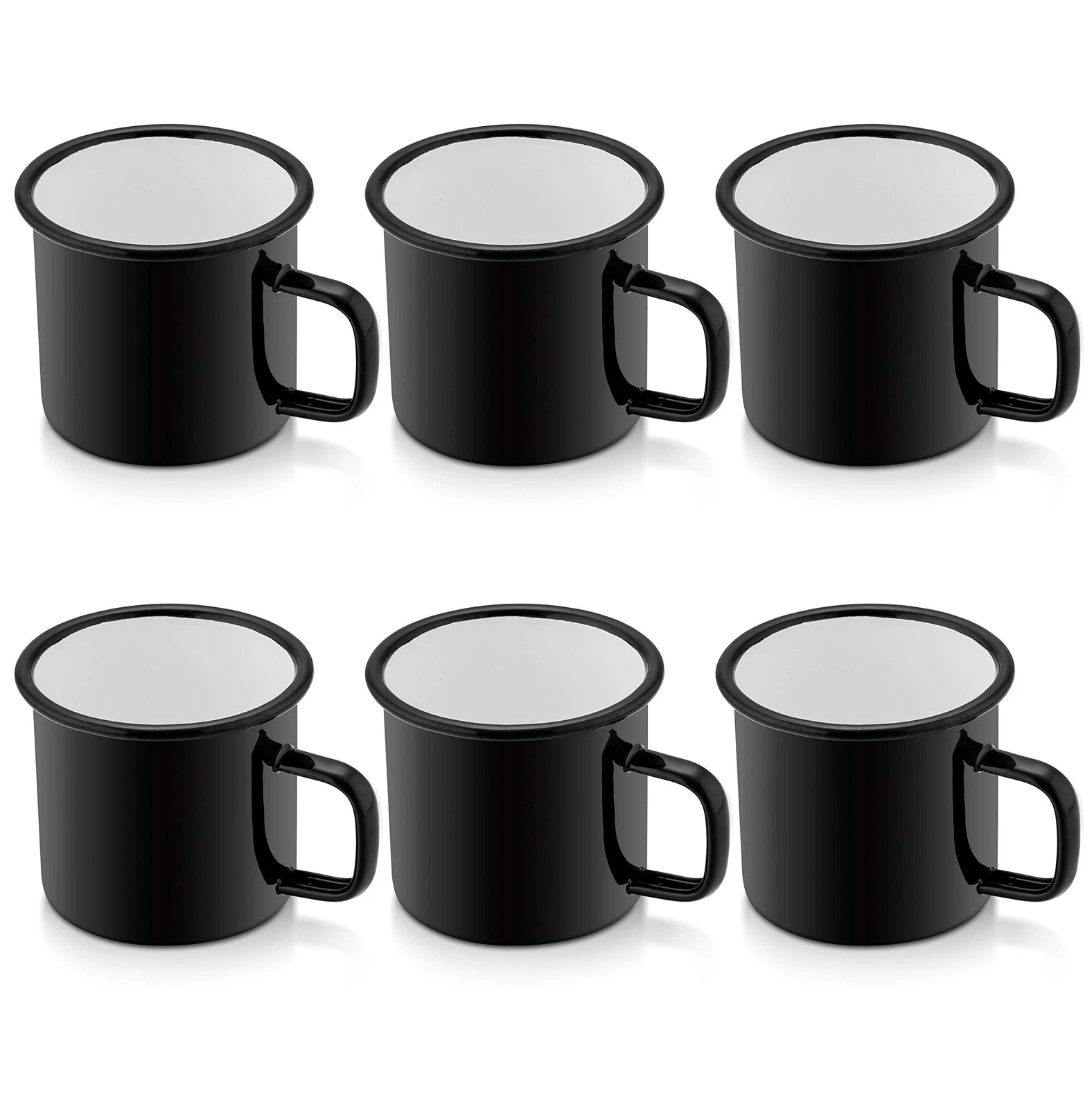 Black Enamel Camping Coffee Mugs Set of 6 12oz Small Camp Enamel Tea Cups for... | eBay