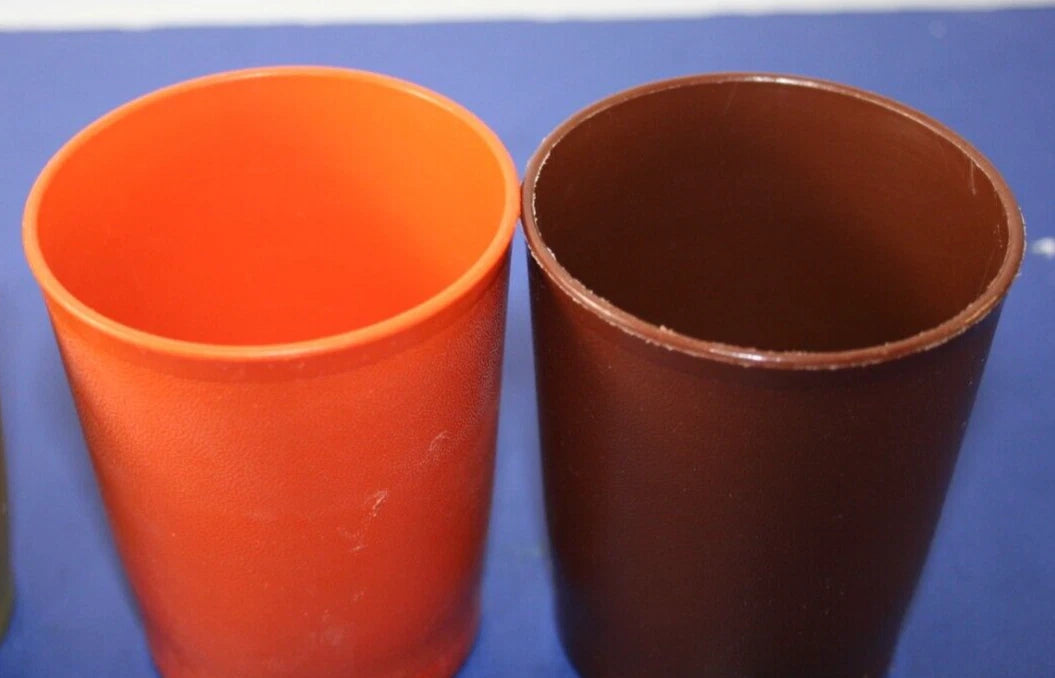 4 Vtg Tupperware #1251 6 oz "F" Juice Glass Cups Harvest Green, Orange, Brown | eBay