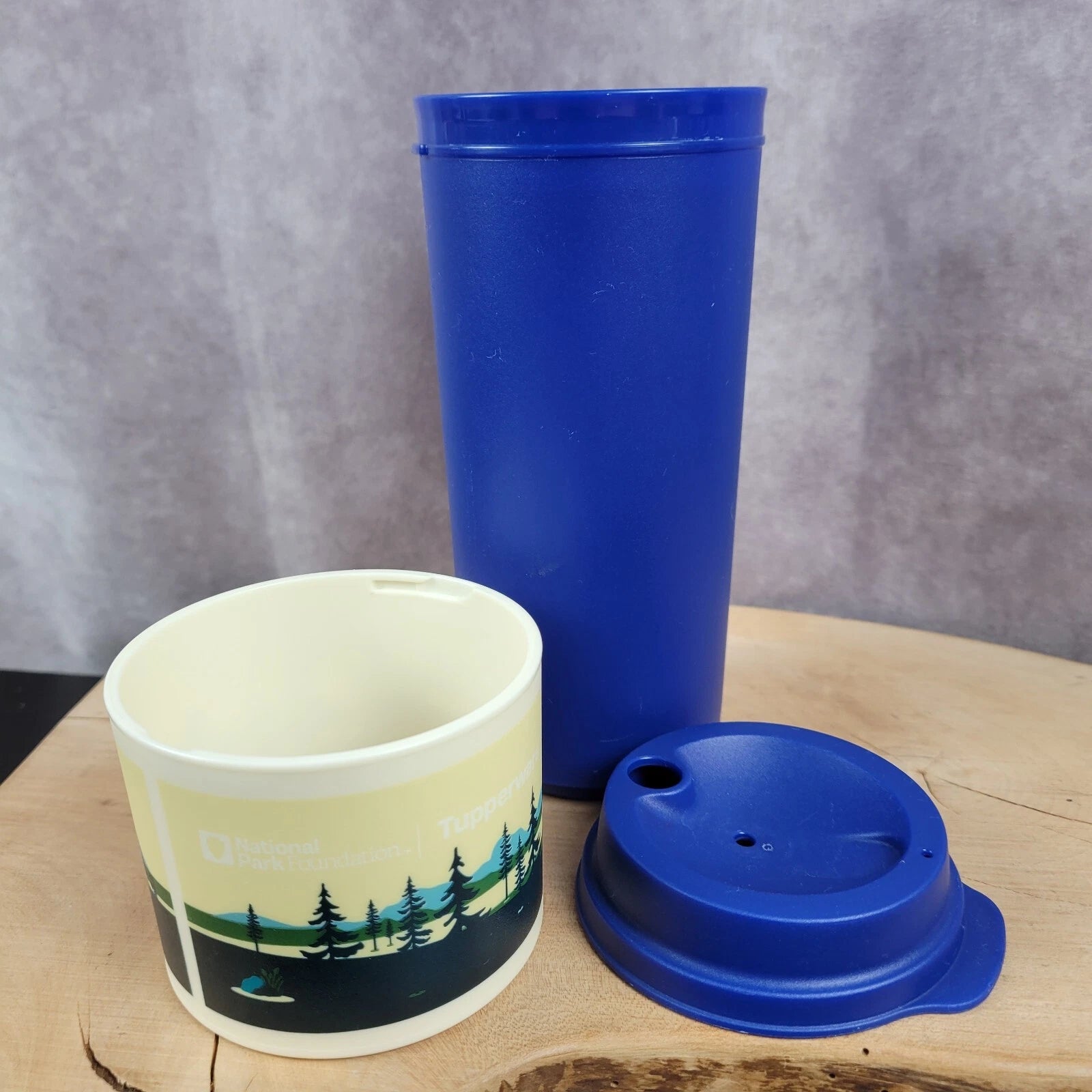 Tupperware National Park Series Woods Mountains Blue Travel Mug Cup Lid #8906A-6 | eBay