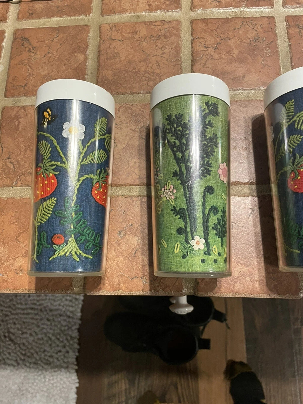 4 60s VTG West Bend TUMBLERS Thermo Serv Flower Strawberries Cups 12oz Insulated | eBay