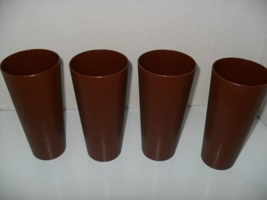 Vintage NASCO MCM Brown Plastic Gold Mushroom Set of 4 Tumblers | eBay