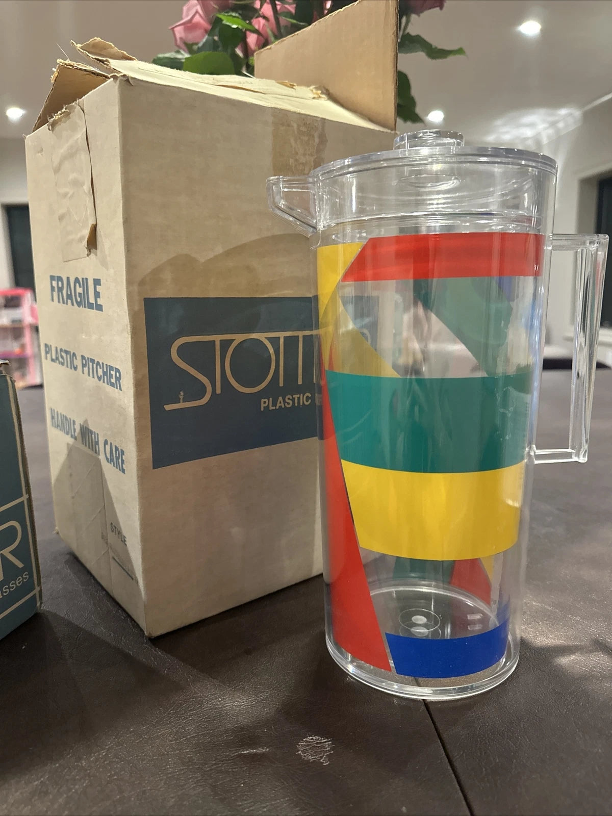 1970's STOTTER Acrylic Mid Century 6 Tall Cups w. Pitcher kaleidoscope USA Retro | eBay