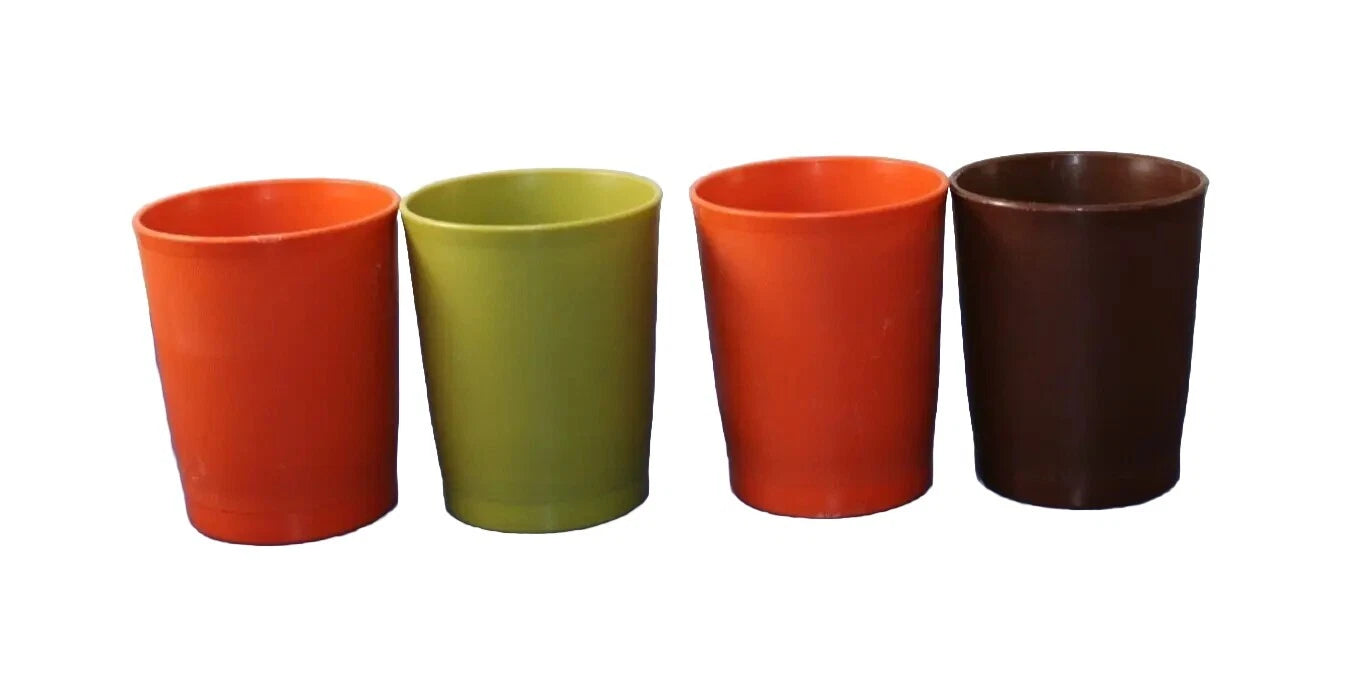 4 Vtg Tupperware #1251 6 oz "F" Juice Glass Cups Harvest Green, Orange, Brown | eBay