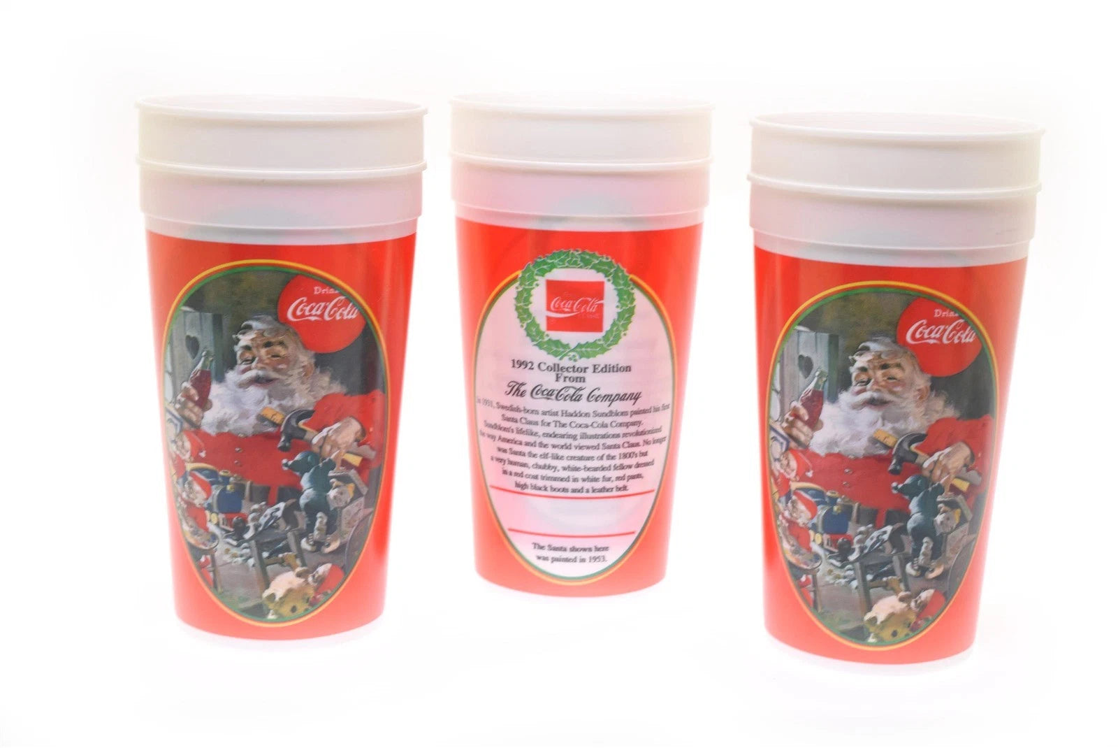 1992 Coca Cola Collector Edition 32 oz Plastic Cup Santa Toy Maker- Set of 6 | eBay