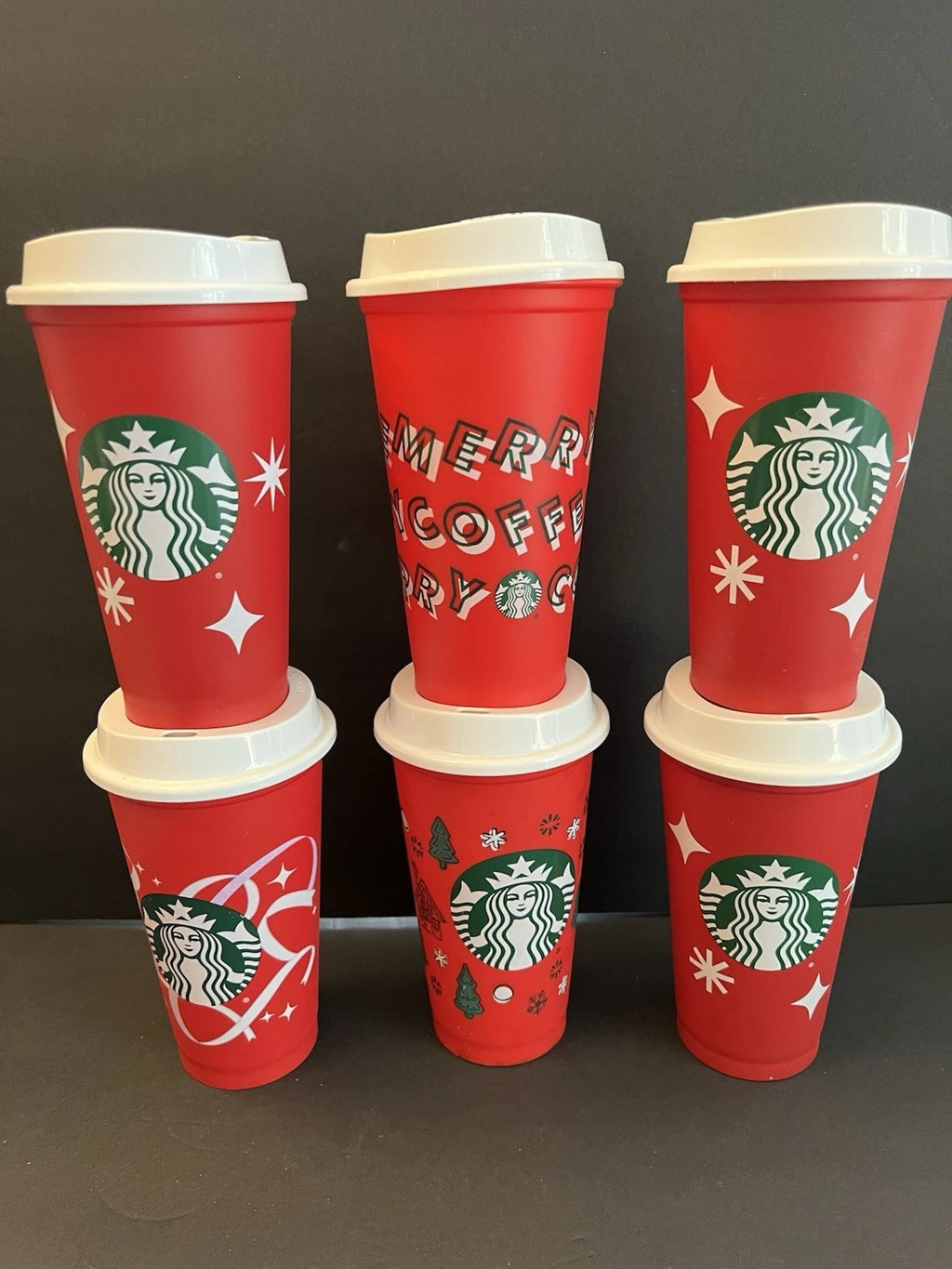 Lot of 6 Starbucks Hot/Cold Travel Cups Lids Plastic Reusable Holiday Christmas | eBay