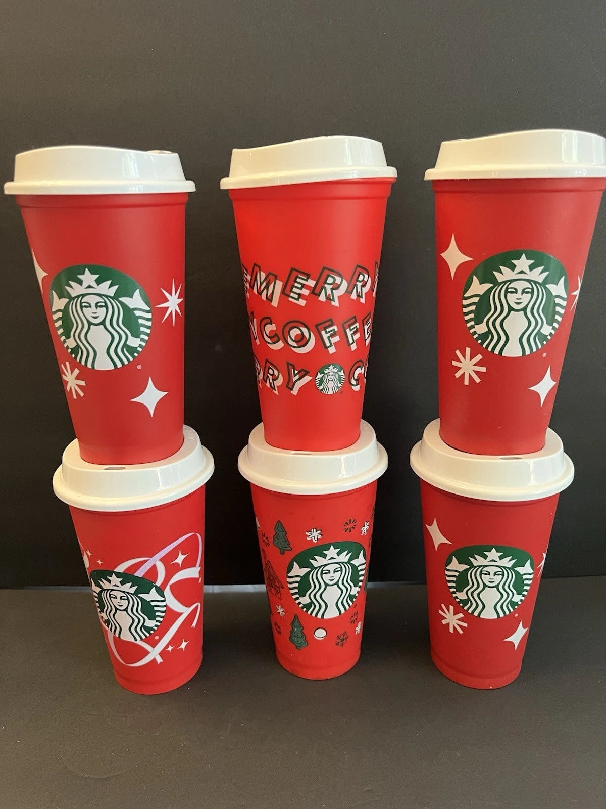 Lot of 6 Starbucks Hot/Cold Travel Cups Lids Plastic Reusable Holiday Christmas | eBay
