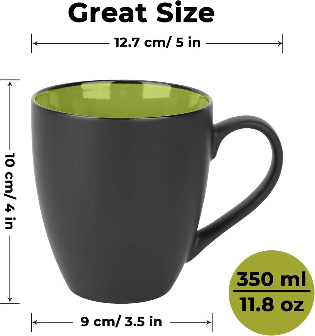 Set of 6 Stoneware Coffee Mugs 12 Oz Reusable Dishwasher Safe Modern Design | eBay