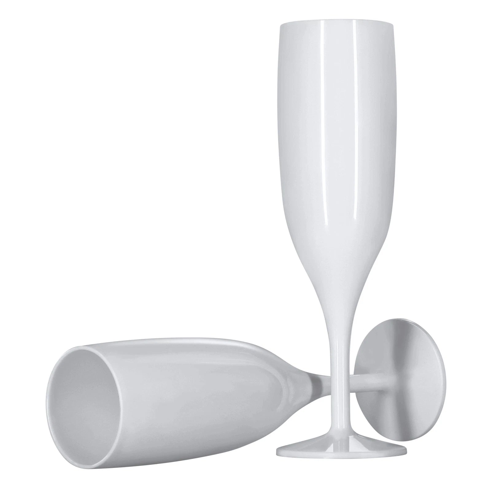 6 x White Plastic Champagne Flutes Reusable 175ml Prosecco Glasses Washable | eBay