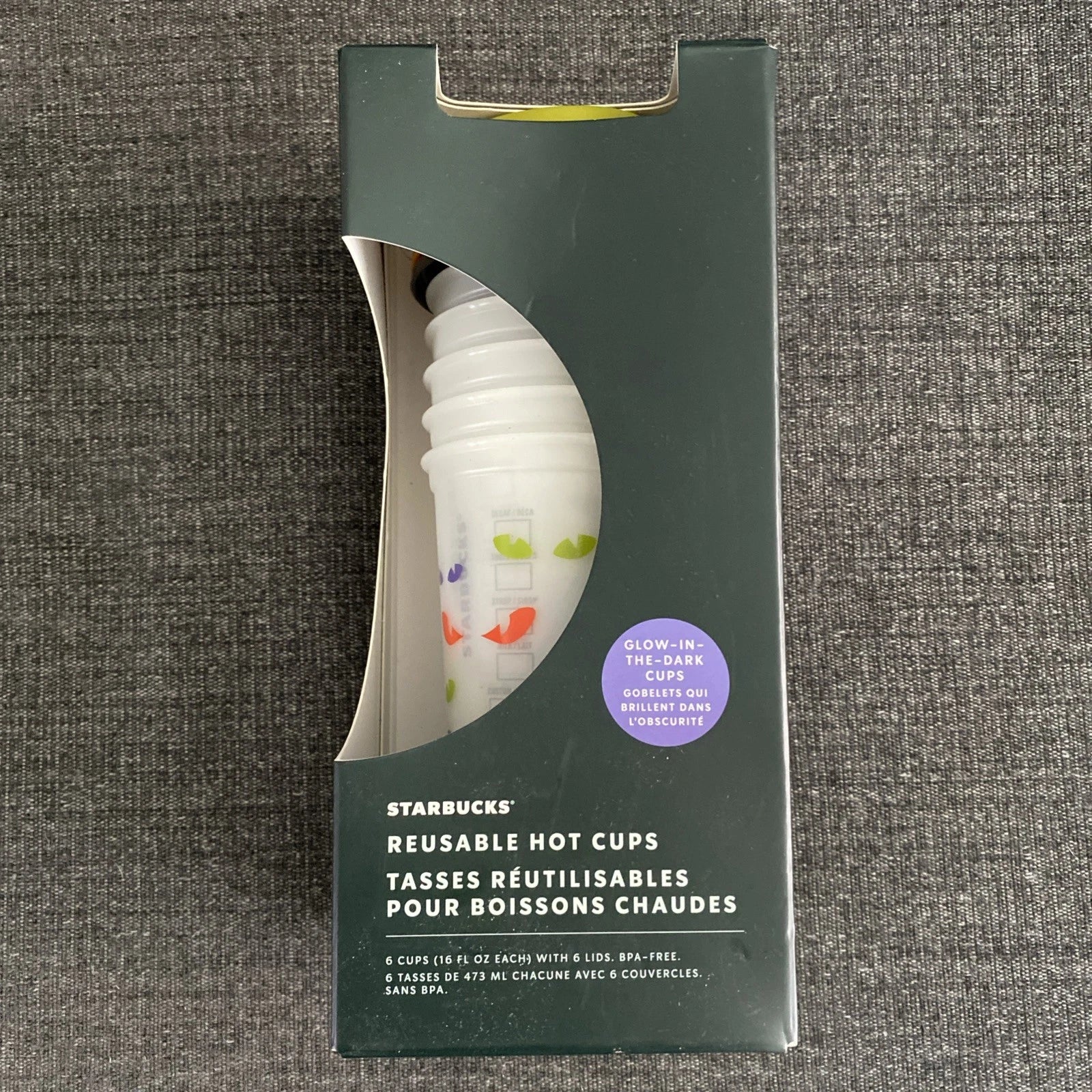 Starbucks Halloween 2022 6 Reusable Glow In The Dark Hot Cups NEW | eBay