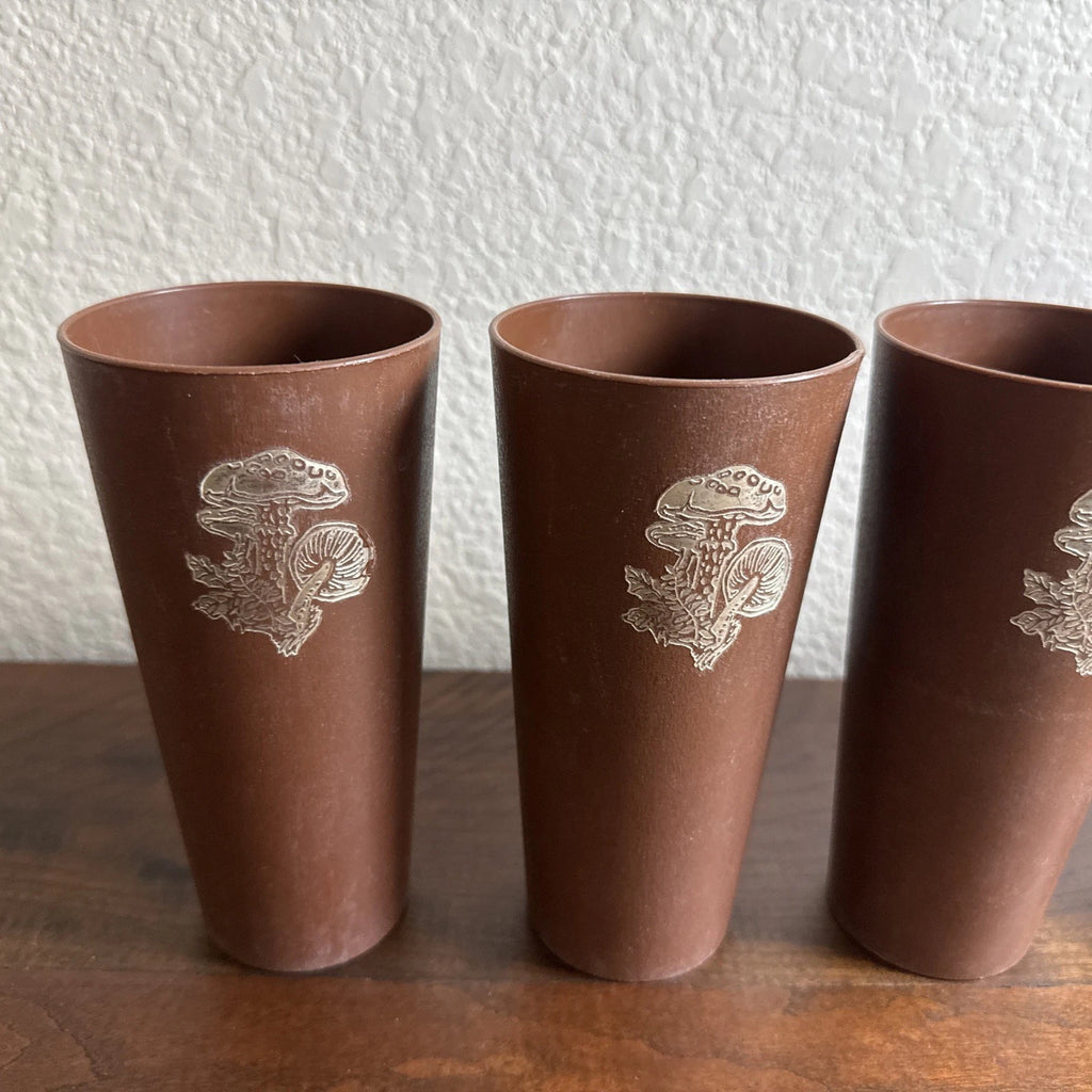 Vintage NASCO 1970s Gold Mushrooms Brown Plastic Cups 6 | eBay