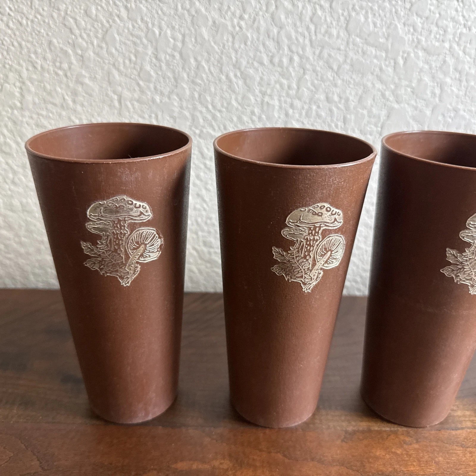 Vintage NASCO 1970s Gold Mushrooms Brown Plastic Cups 6 | eBay