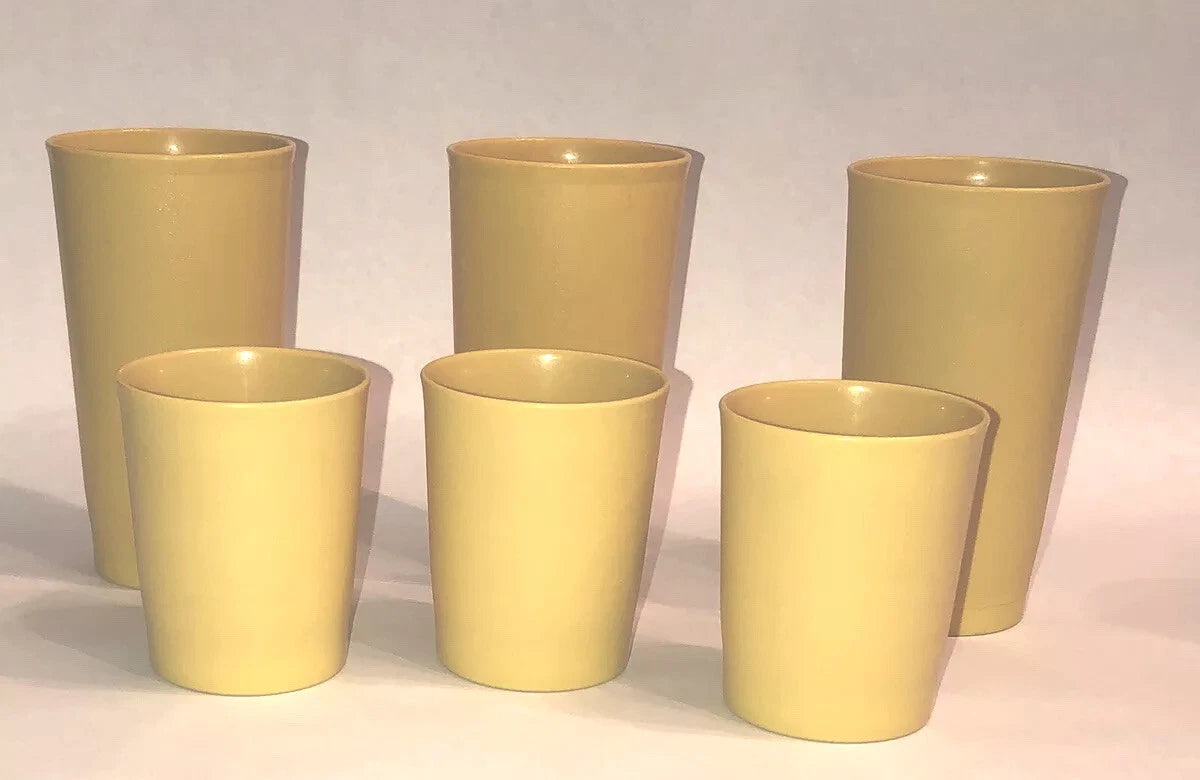 Vintage Tupperware Harvest Gold Tumblers Set of 6 - #1251 and #873 | eBay