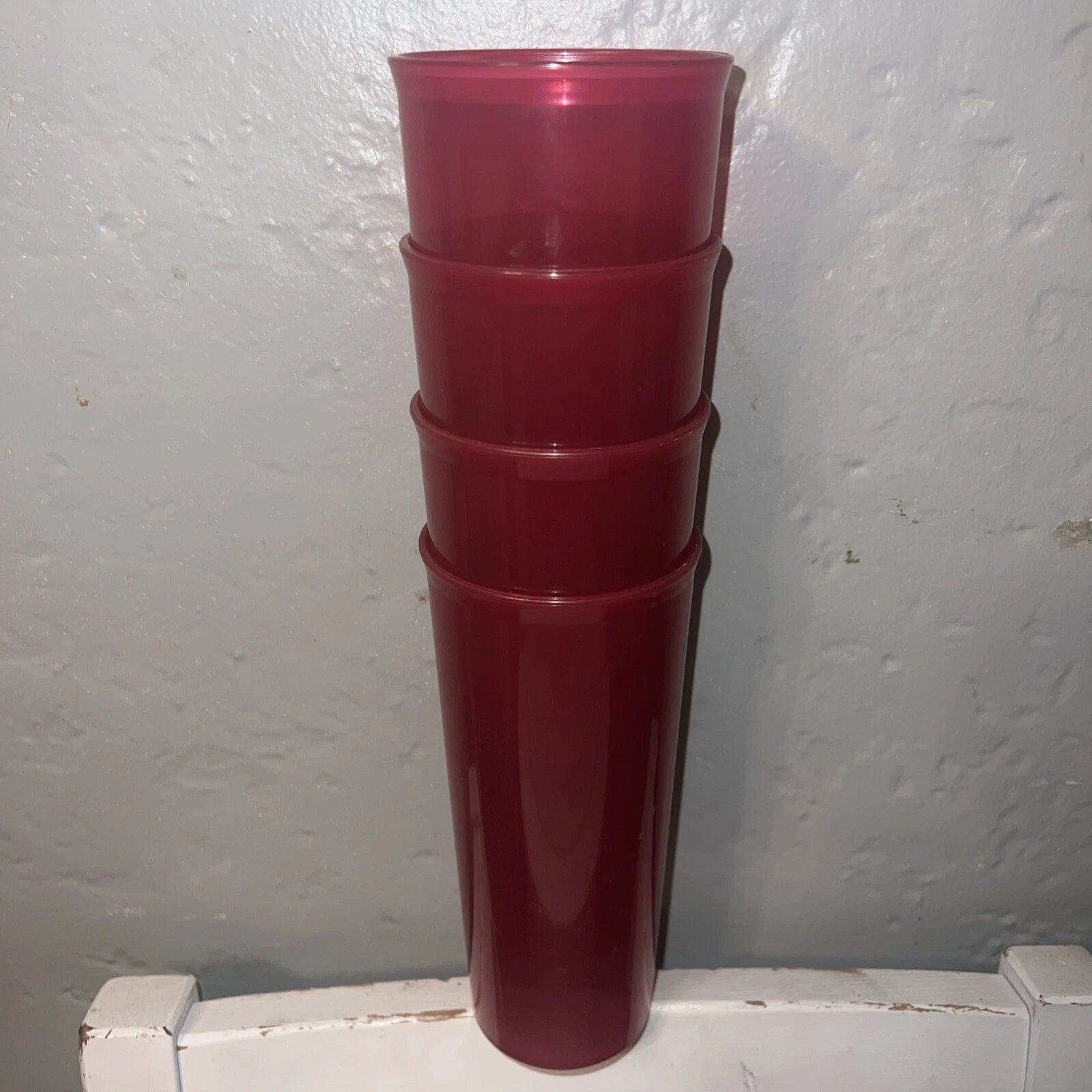 4 Tupperware 16oz Stacking Tumblers 470 - Raspberry | eBay