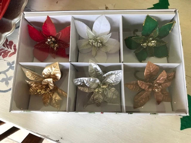 Christmas Winter Poinsettia Wine Glass Drink Charms Set of 6 NIB Pier 1 | eBay
