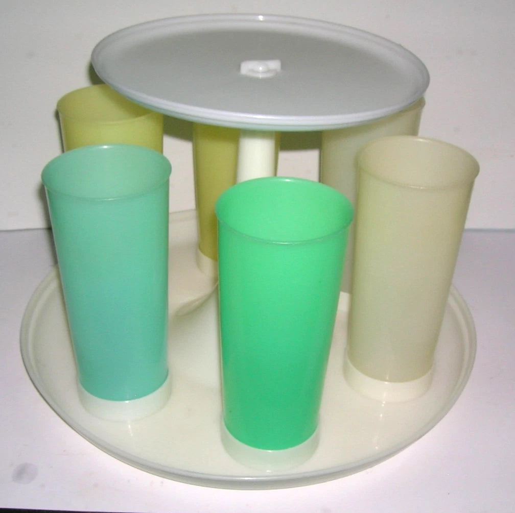 TUPPERWARE CAROUSEL CADDY w/ 6 ORIGINAL 16oz TUMBLERS 503-2 VINTAGE USA Retro | eBay