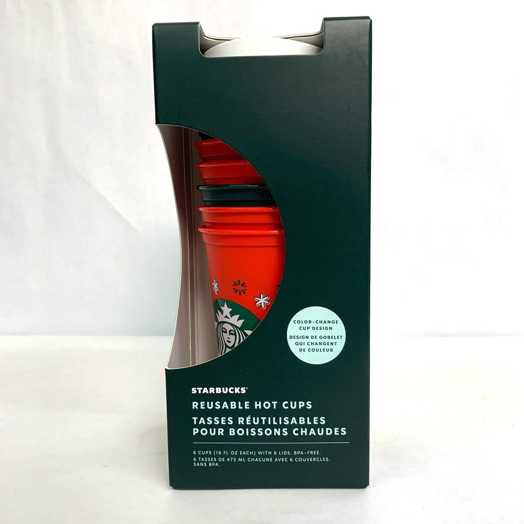 2022 Starbucks Set 6 Holiday Color Changing Reusable Hot Cups With Lids NEW 16oz | eBay