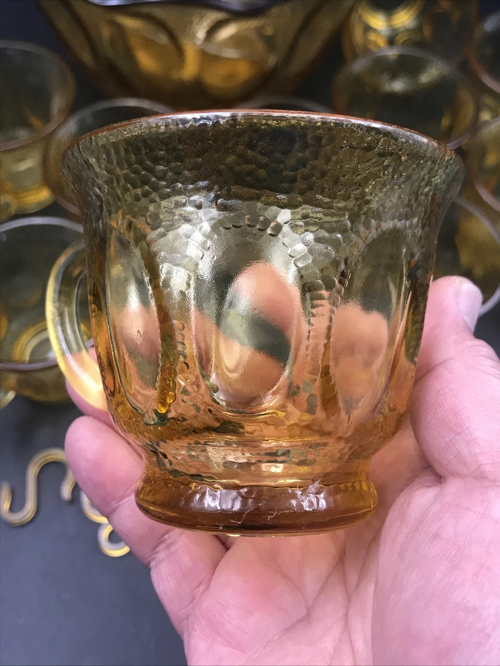 VTG 1960s Indiana Amber Glass Punch Bowl w/ 12 Cups 12 Hooks & Ladle | eBay