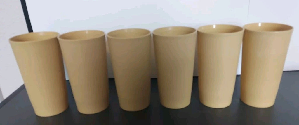 6 Vintage Tupperware Tumblers Harvest Gold 873 12oz. Drinking Cups stacking | eBay