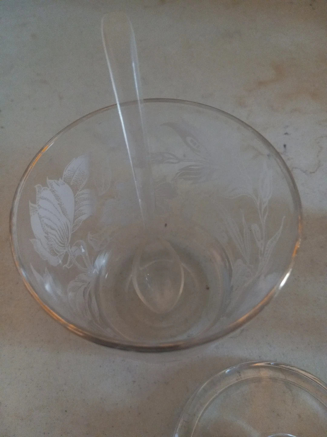 Vtg. Jelly Jar With Lid & Plastic Spoon Clear Glass Floral In Gold Trim Set Of 2 | eBay