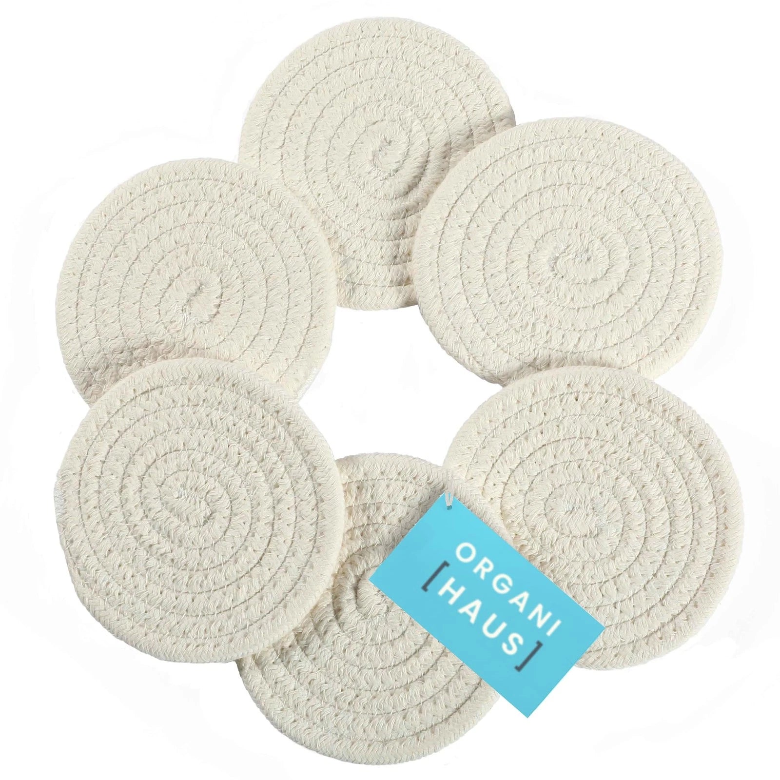OrganiHaus Farmhouse Coasters Set of 6 White Aesthetic Boho Drink Coasters Ab... | eBay