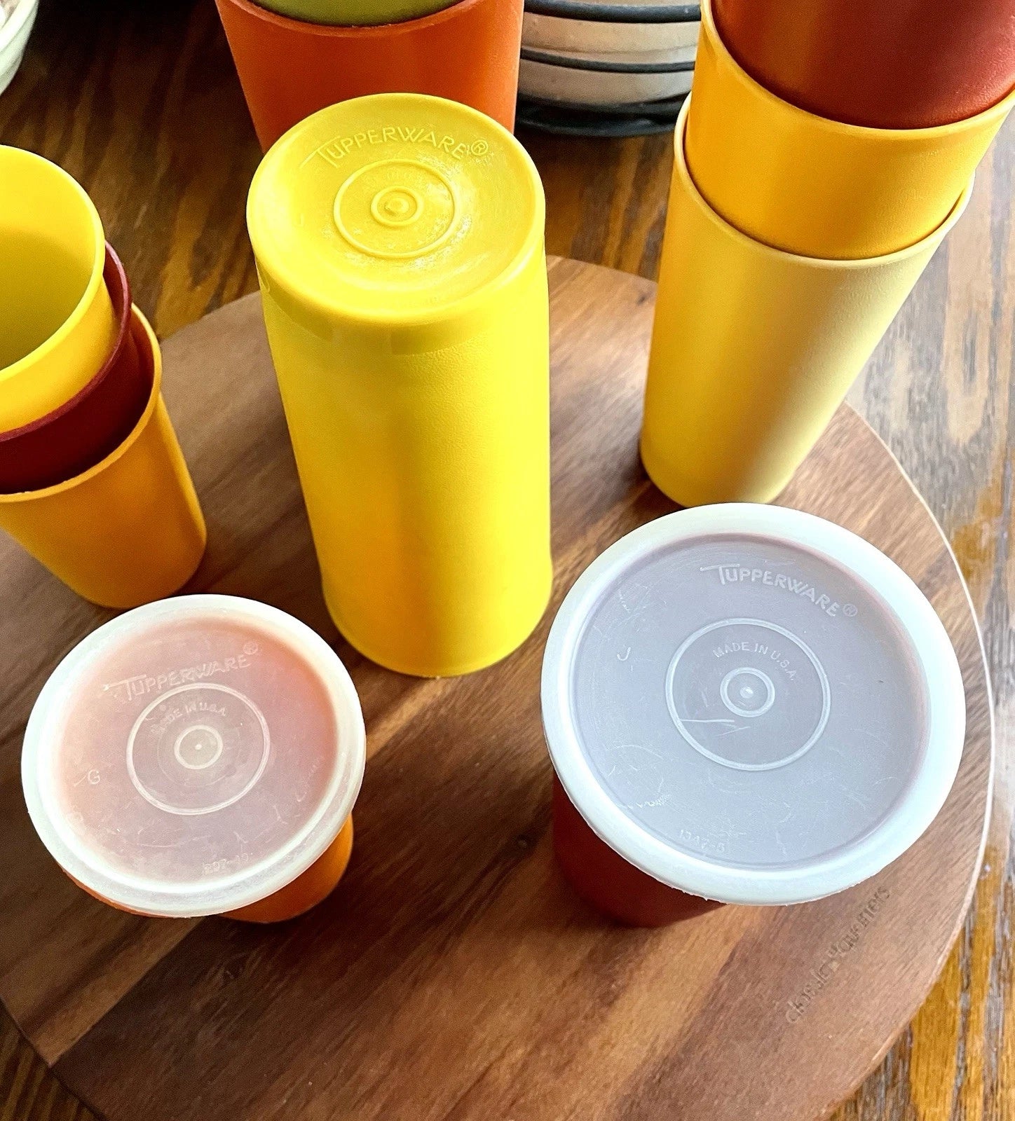 **VINTAGE** Tupperware Set of 12 Tumblers w/6 Lids - 18, 13, & 7 oz Fall Harvest | eBay