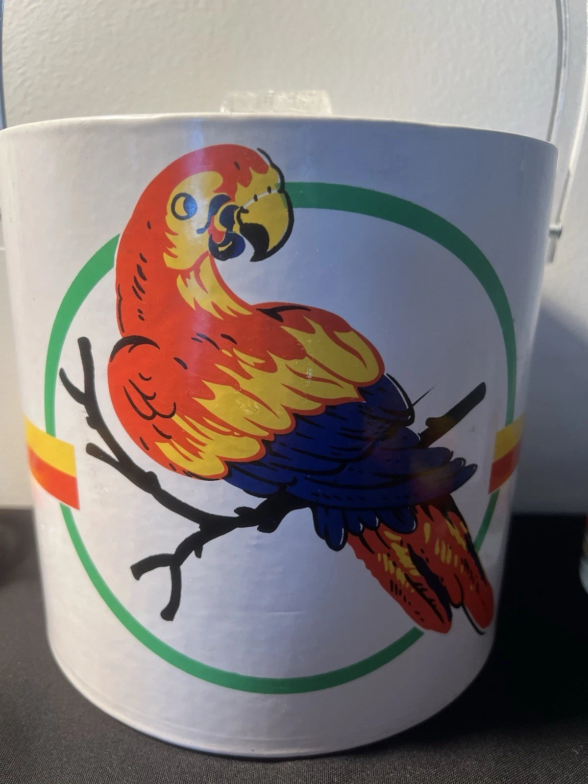 Vintage Macaw Parrot Tropical Ice Bucket w Lid and 6 Glasses•Retro Barware | eBay