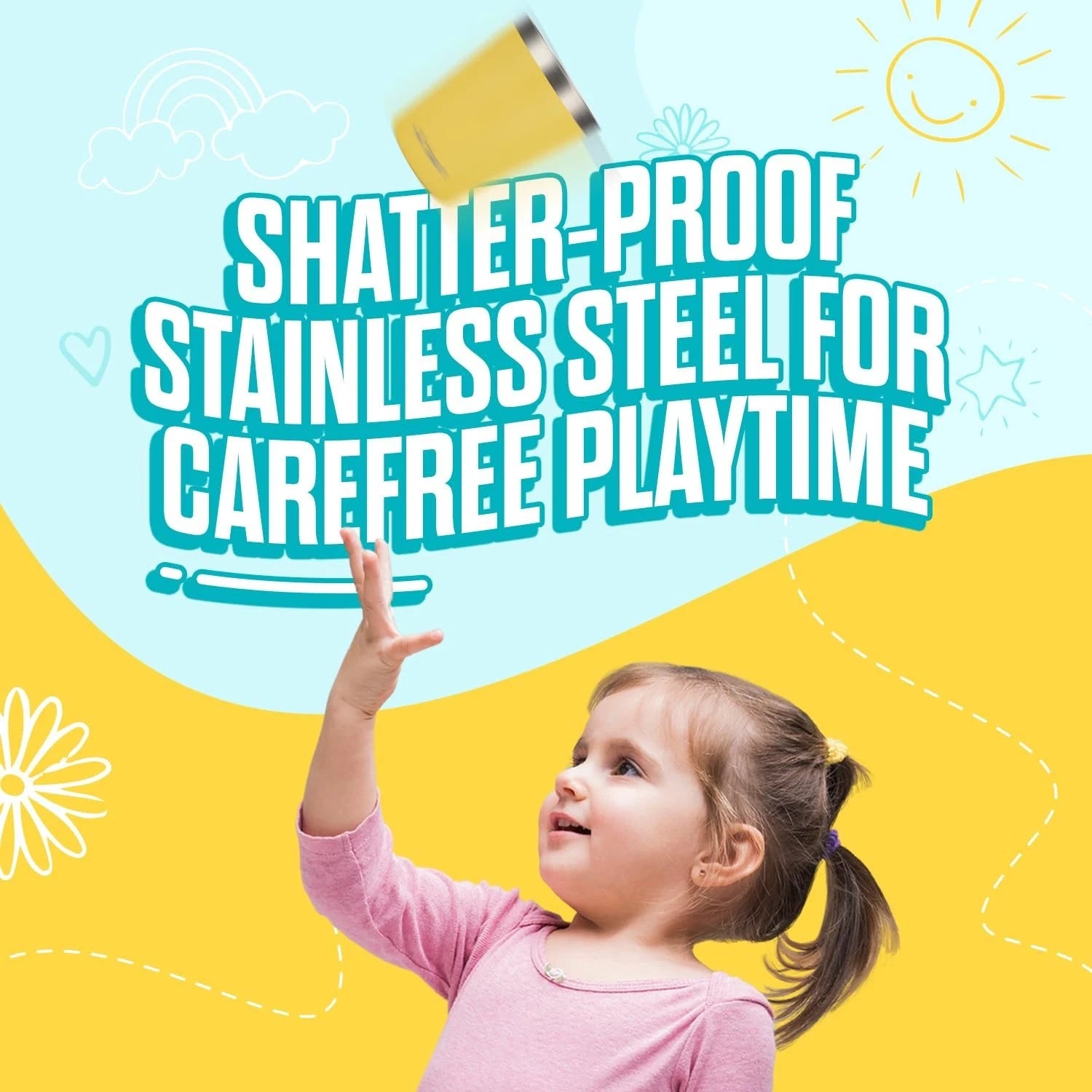 12oz Kids Stainless Steel Tumblers - Break-Resistant Set with Straws (2 Pack) | eBay