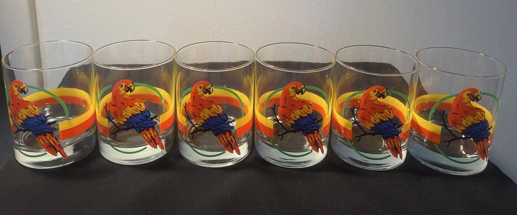 Vintage Macaw Parrot Tropical Ice Bucket w Lid and 6 Glasses•Retro Barware | eBay