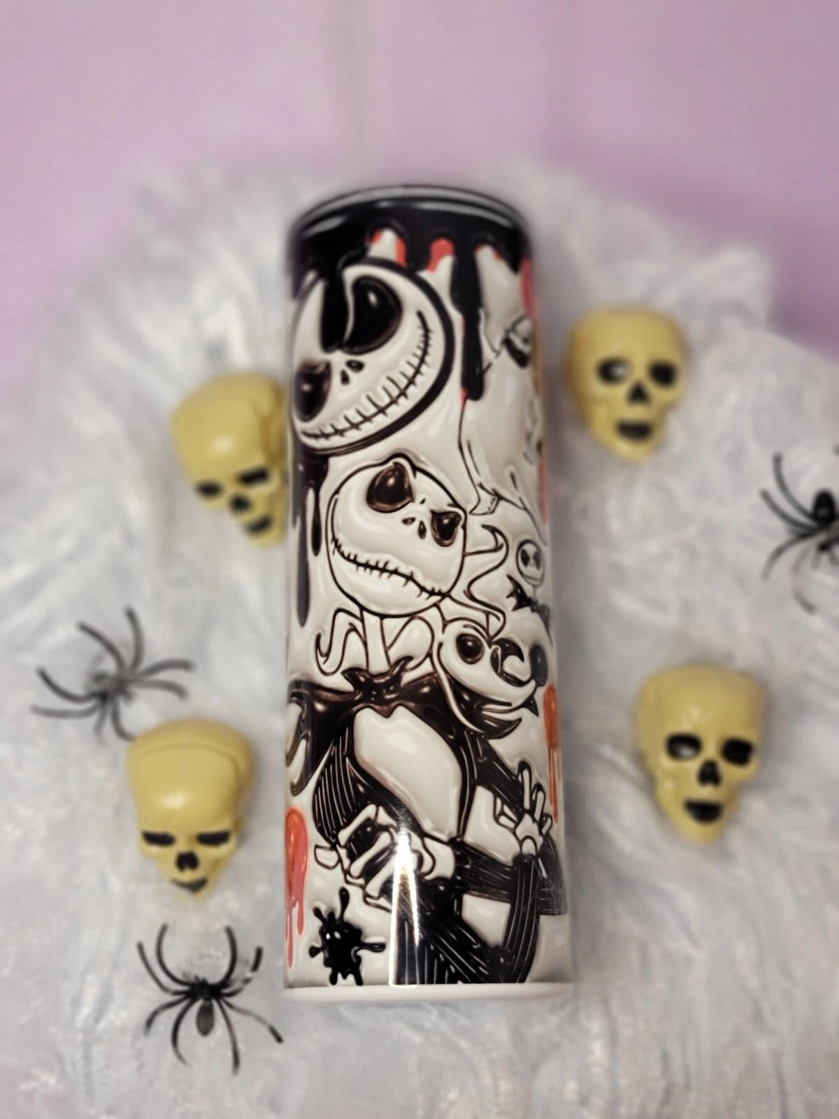 Jack Skellington glass -20oz slim metal tumbler with plastic lid | eBay