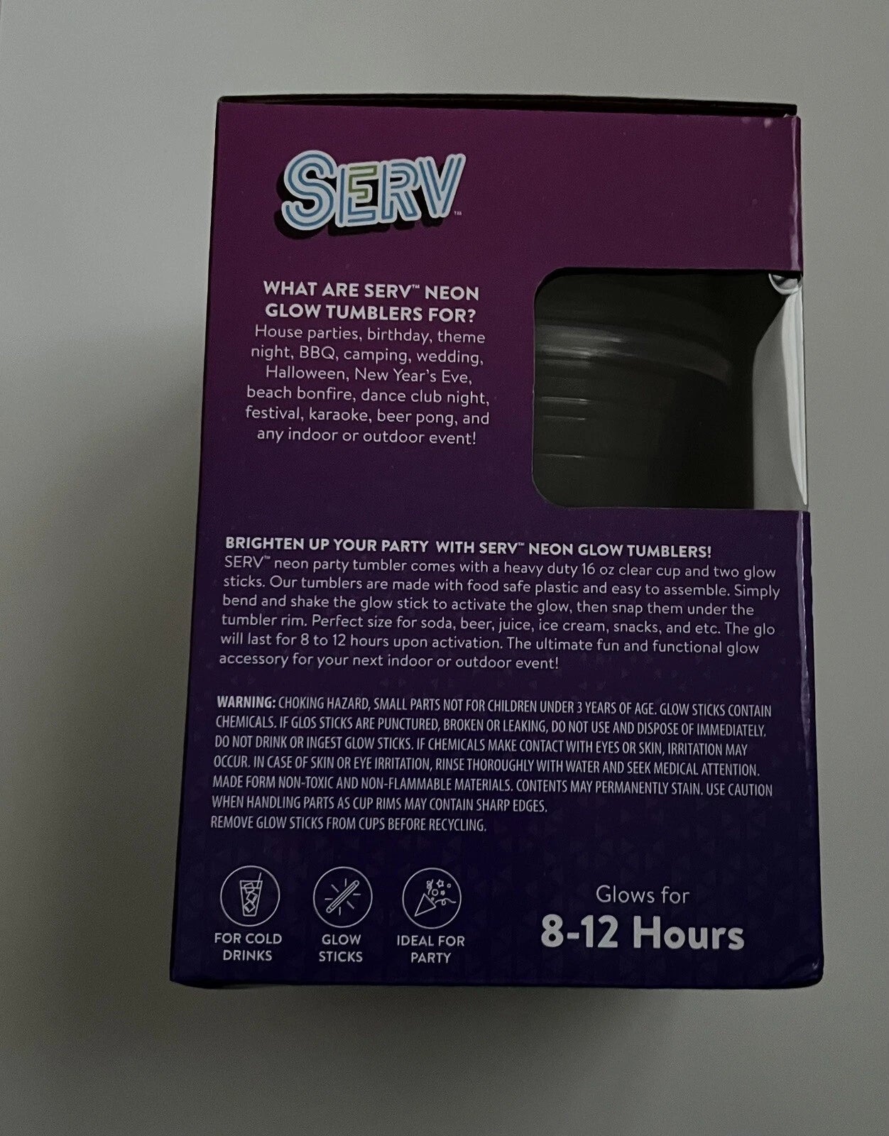 Serv Neon Glow Tumblers 4 16 Fl Oz - Glows For 8-12 Hours | eBay