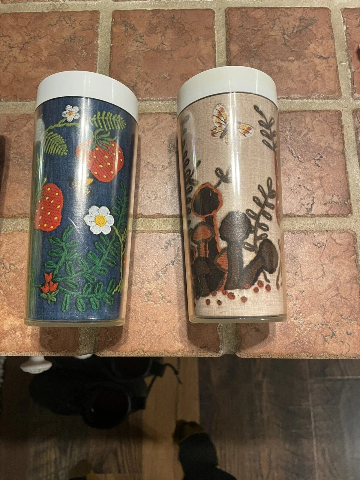 4 60s VTG West Bend TUMBLERS Thermo Serv Flower Strawberries Cups 12oz Insulated | eBay