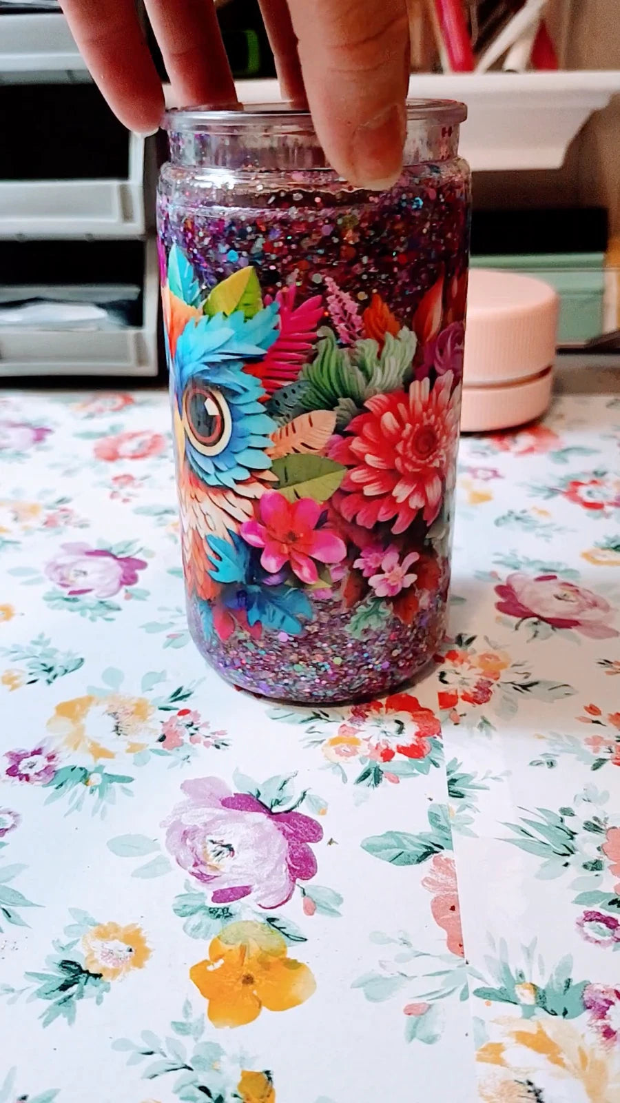 16 oz. Custom and Pre-Made Snow Globe Tumbler Owl/Flowers | eBay
