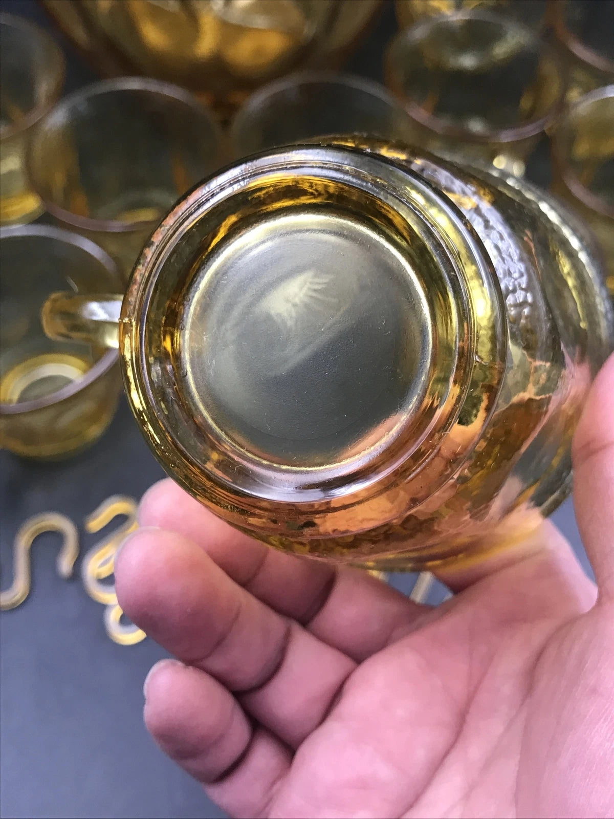 VTG 1960s Indiana Amber Glass Punch Bowl w/ 12 Cups 12 Hooks & Ladle | eBay